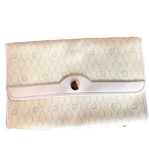 Vintage&Authentic Dior White and Gold Shoulder Bag